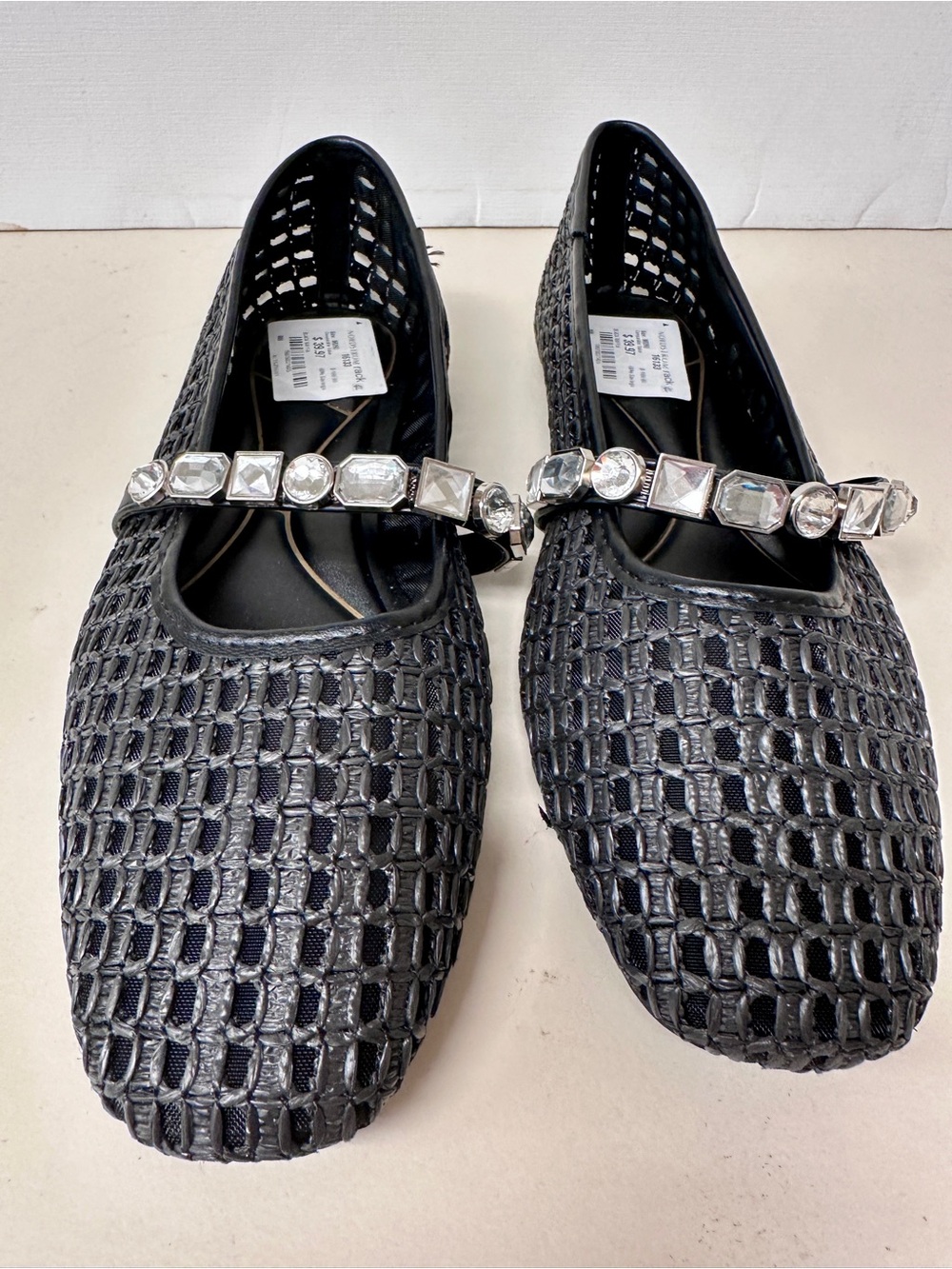 Kenneth Cole Black Jeweled Mary Jane Flats